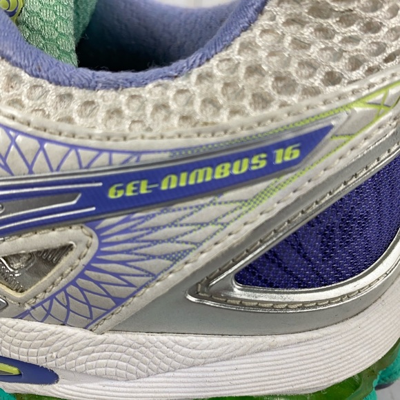 Asics Gel Nimbus 16 Fluid Fit White Purple Teal Womens Size 7 - Picture 8 of 10